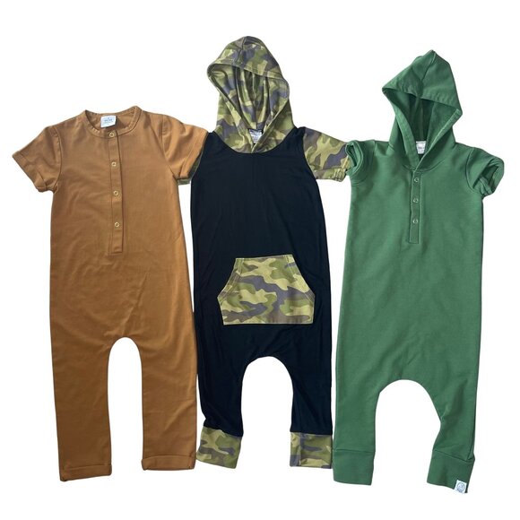 Toddler Boy Autumn Rompers Lot of 3 Sz 18-24 Months - Picture 1 of 5